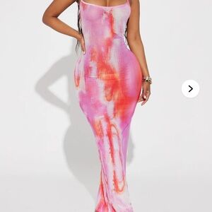 Elegant Pink and Orange Women's Dress